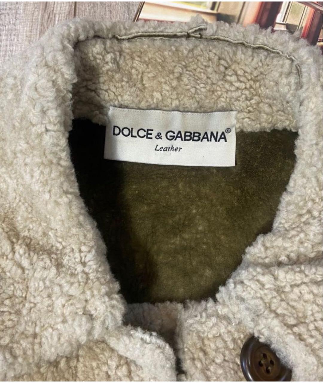 DOLCE&GABBANA Хаки шерстяная дубленка, фото 3