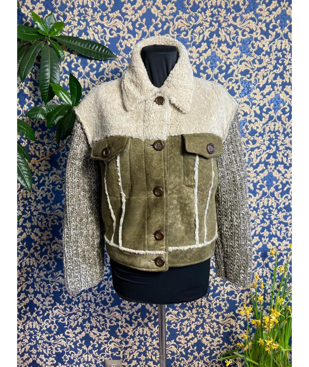 DOLCE&GABBANA Хаки шерстяная дубленка, фото 8