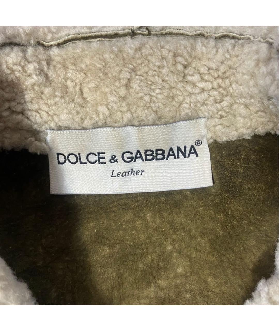 DOLCE&GABBANA Хаки шерстяная дубленка, фото 7