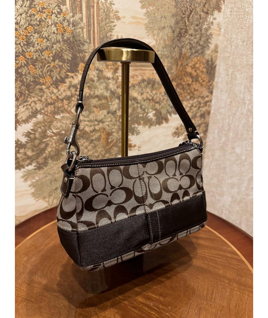 COACH Коричневая тканевая сумка через плечо, фото 2