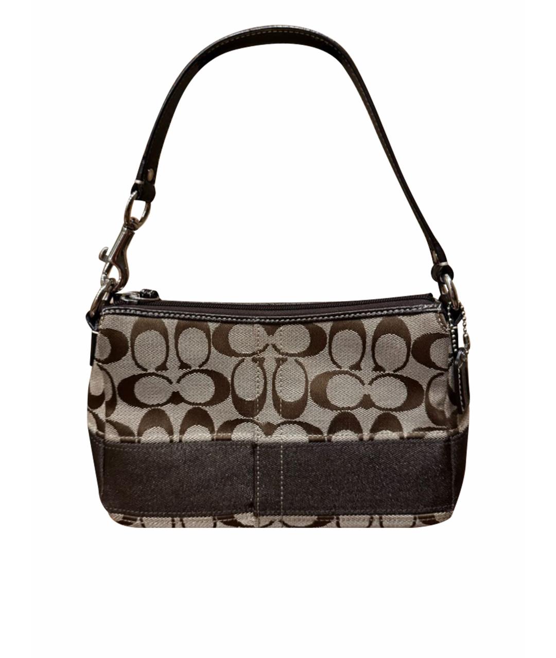 COACH Коричневая тканевая сумка через плечо, фото 1