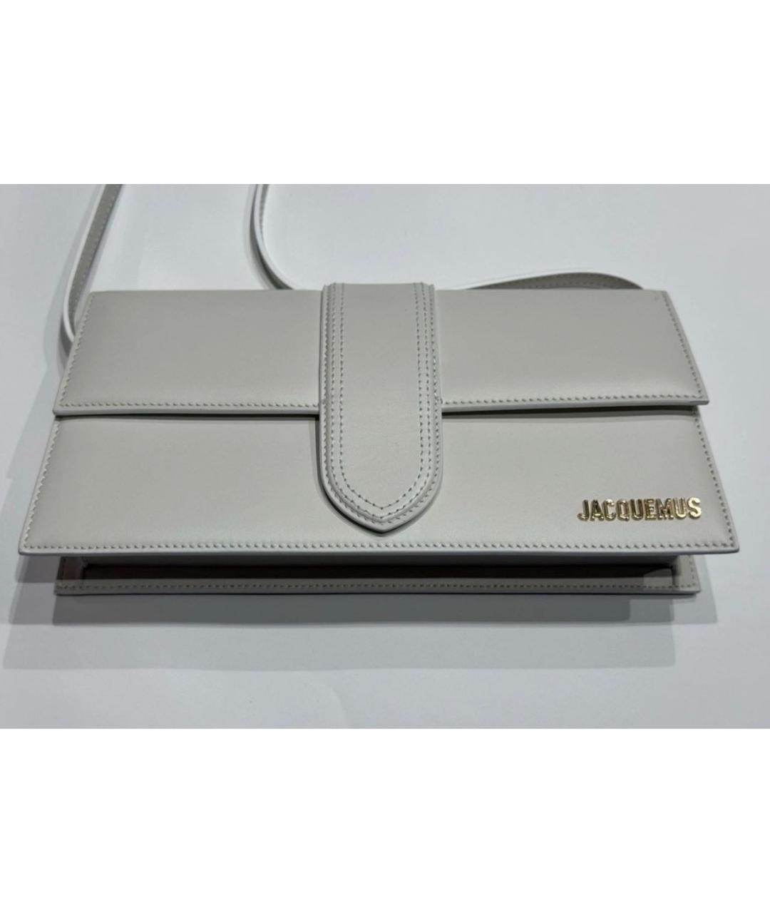 JACQUEMUS Белая кожаная сумка с короткими ручками, фото 2