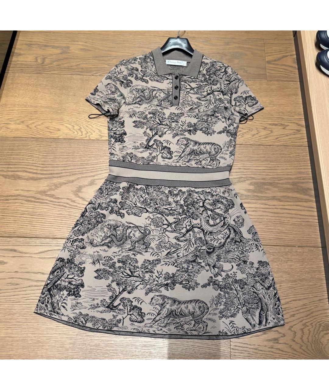 CHRISTIAN DIOR Хаки вискозное коктейльное платье, фото 5