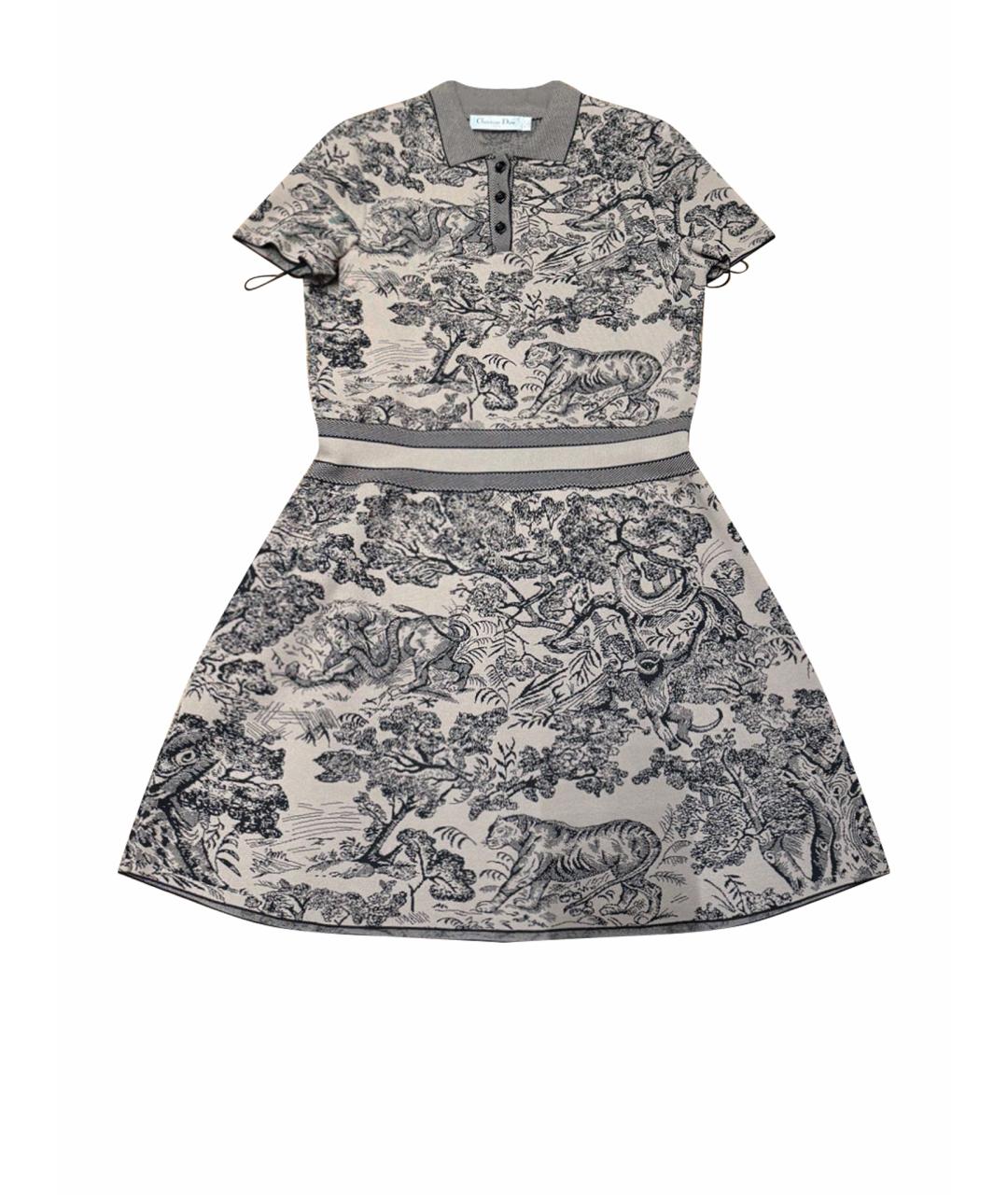 CHRISTIAN DIOR Хаки вискозное коктейльное платье, фото 1