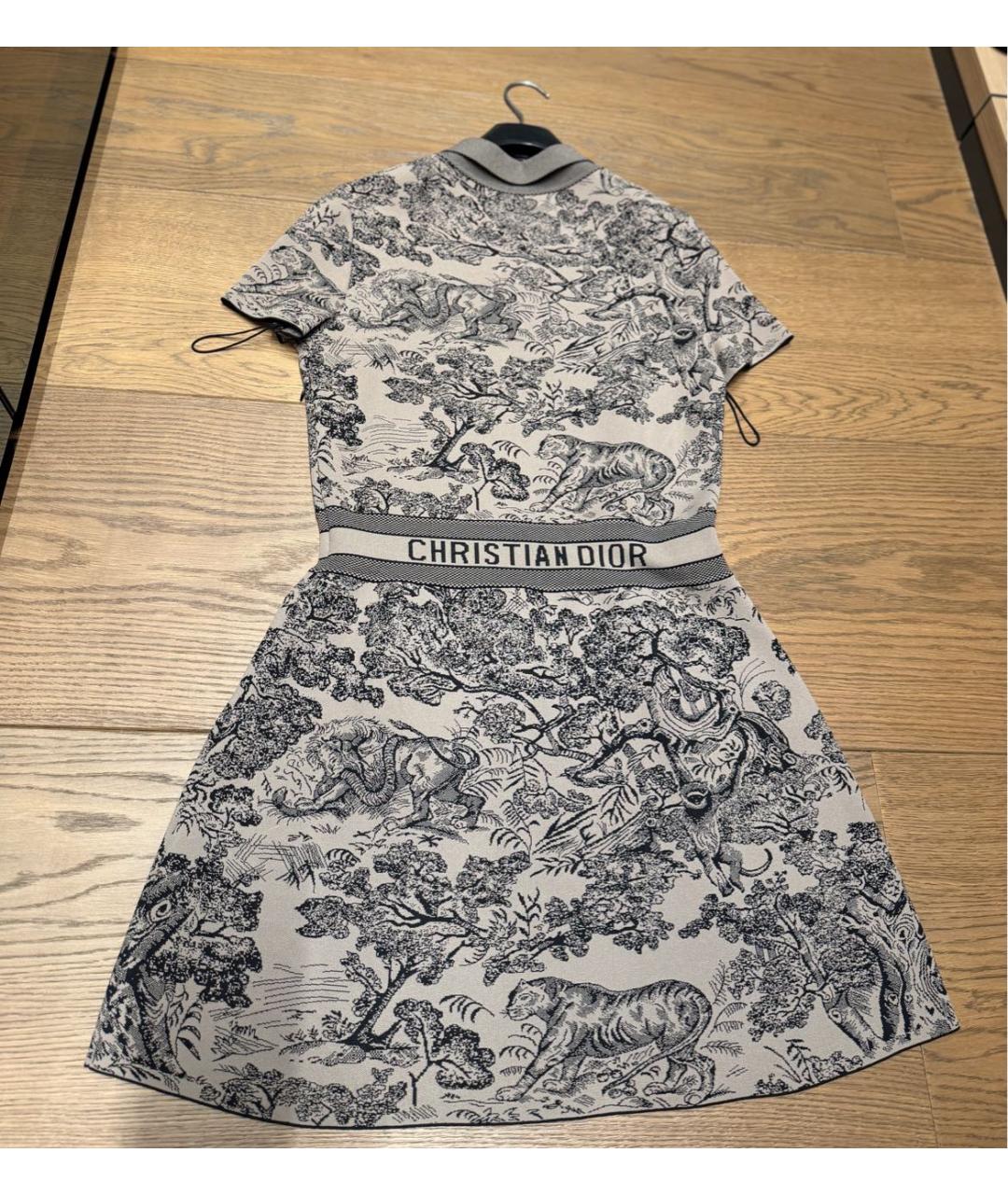 CHRISTIAN DIOR Хаки вискозное коктейльное платье, фото 4