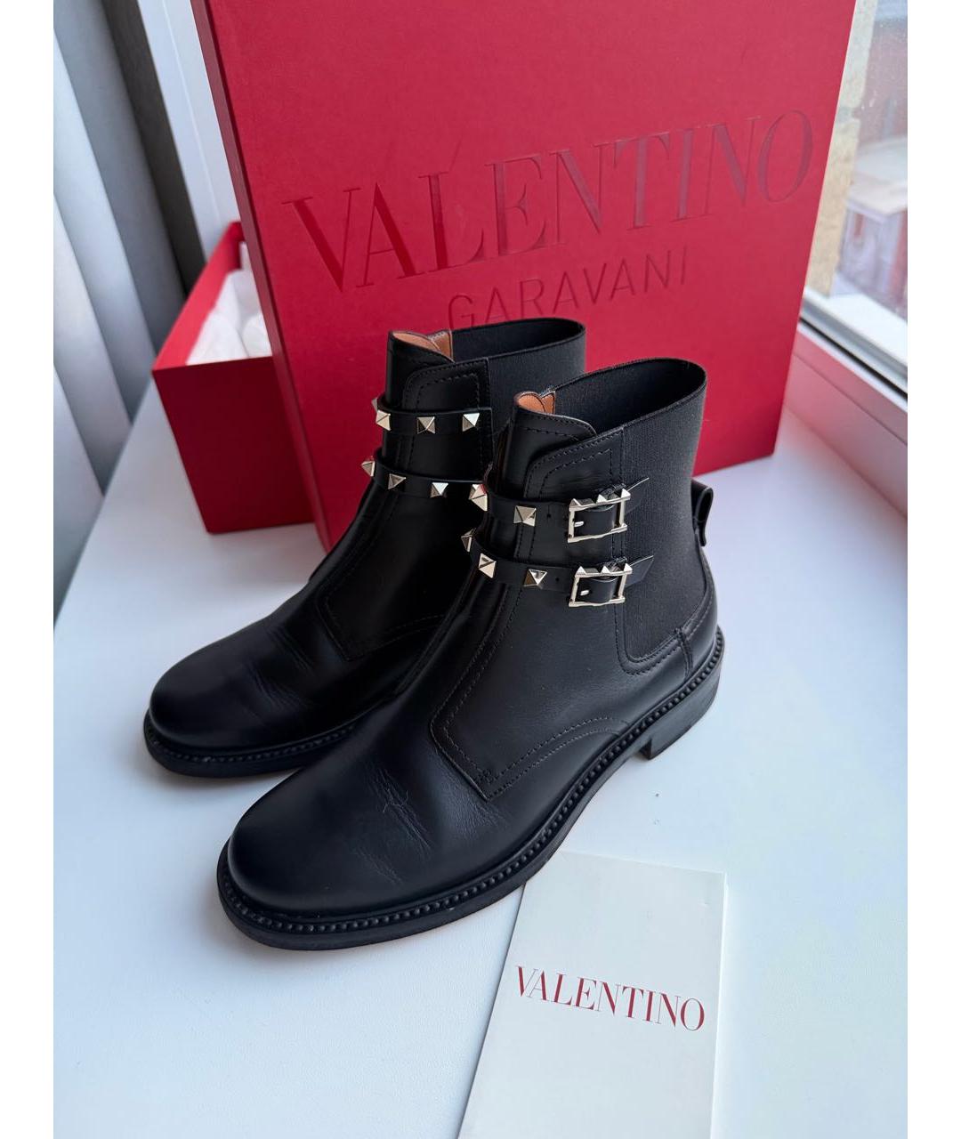 VALENTINO Черные кожаные ботинки, фото 2