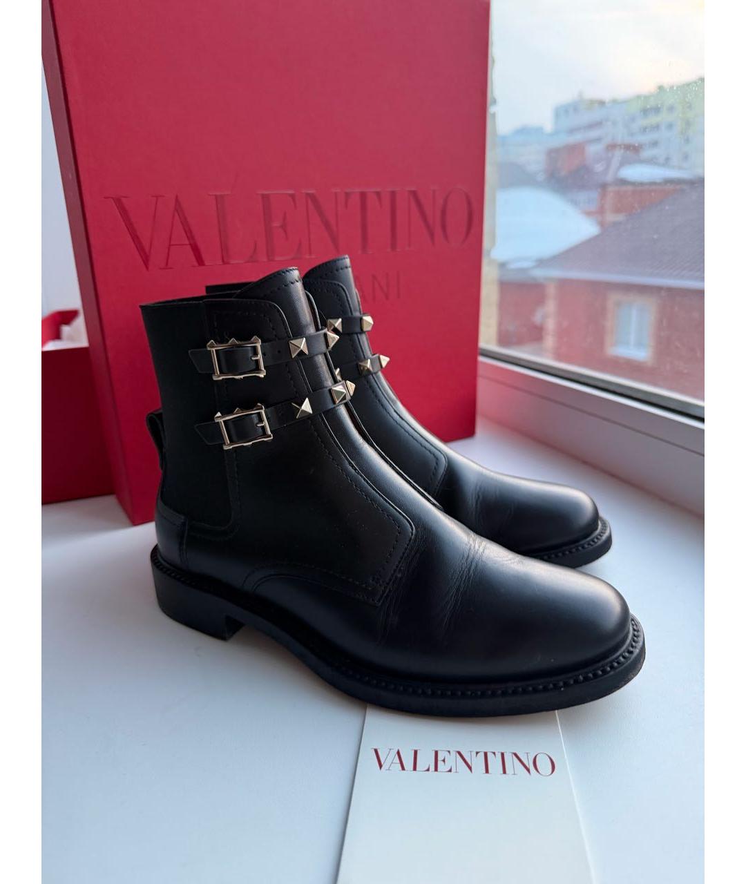 VALENTINO Черные кожаные ботинки, фото 5