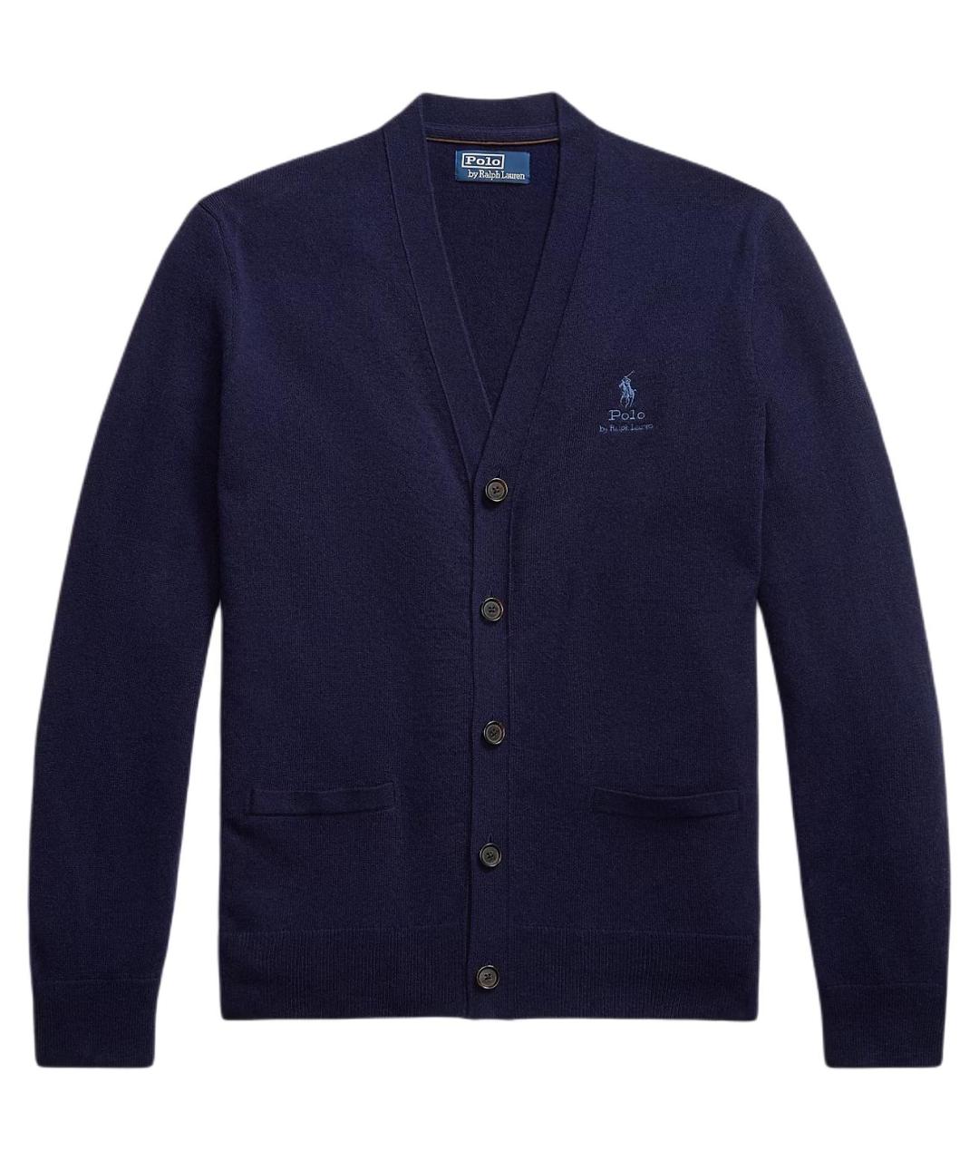 POLO RALPH LAUREN Темно-синий шерстяной кардиган, фото 1