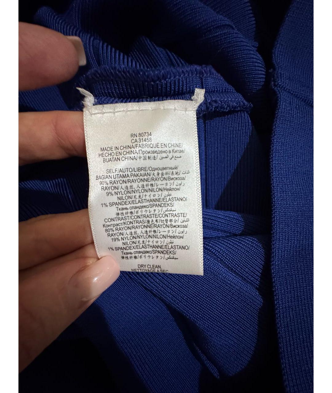 HERVE LEGER Синее вискозное коктейльное платье, фото 4