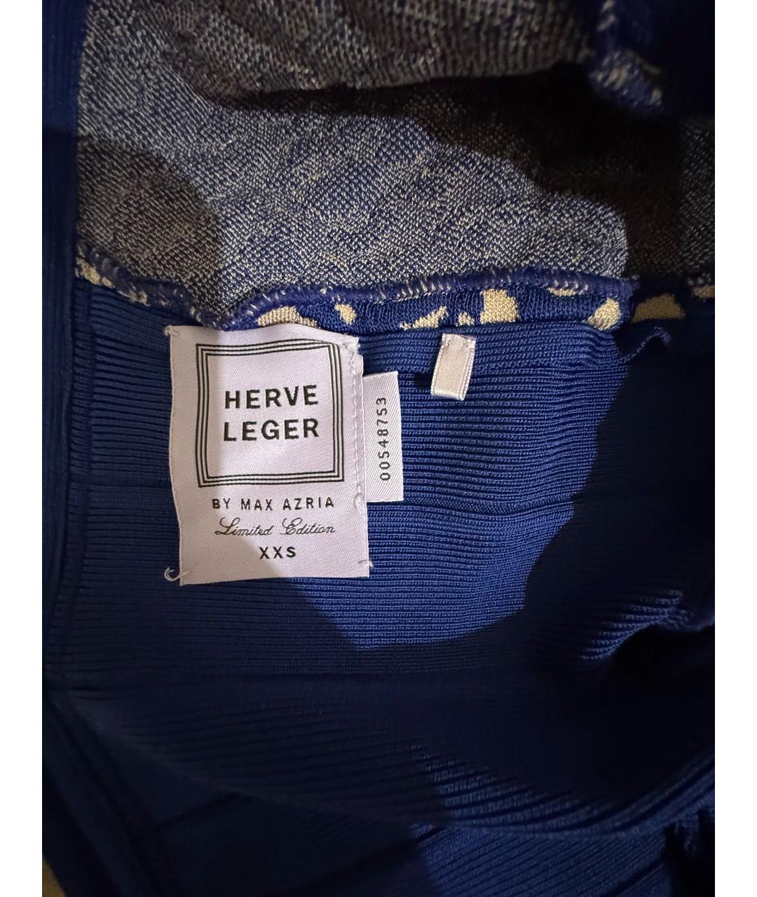 HERVE LEGER Синее вискозное коктейльное платье, фото 3