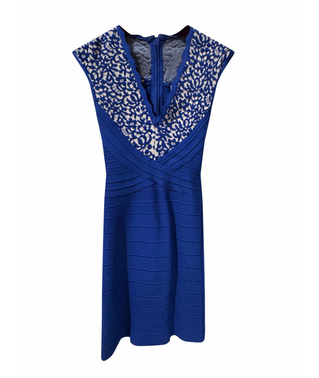 HERVE LEGER Синее вискозное коктейльное платье, фото 1