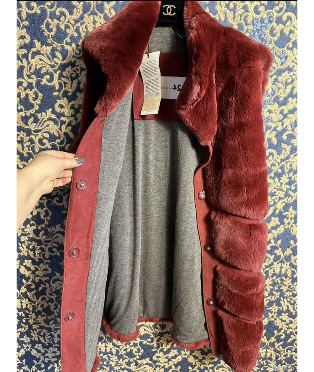 MANZONI 24 Бордовый меховой жилет, фото 3