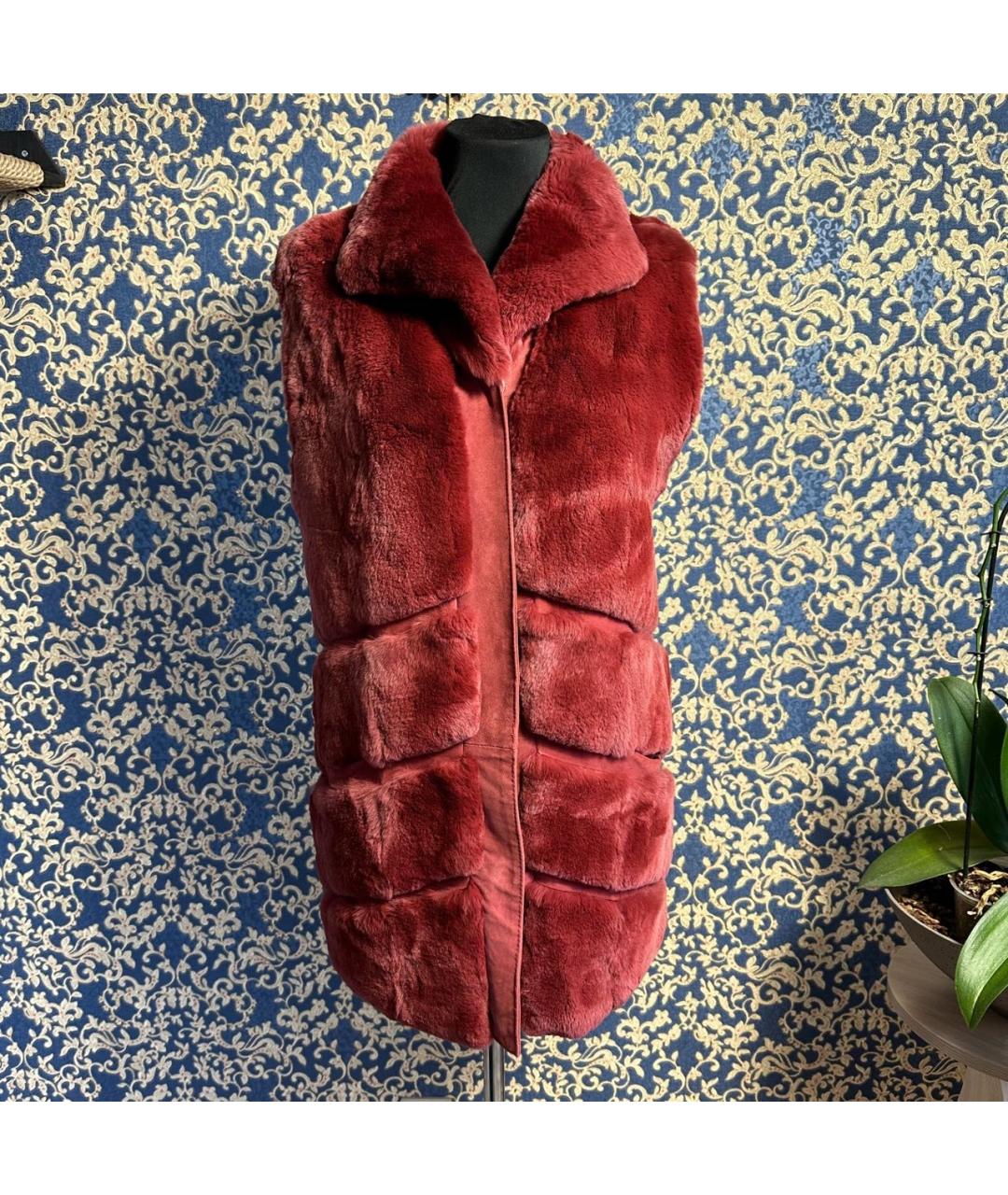 MANZONI 24 Бордовый меховой жилет, фото 8