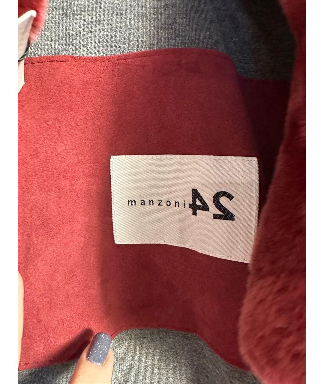 MANZONI 24 Бордовый меховой жилет, фото 7