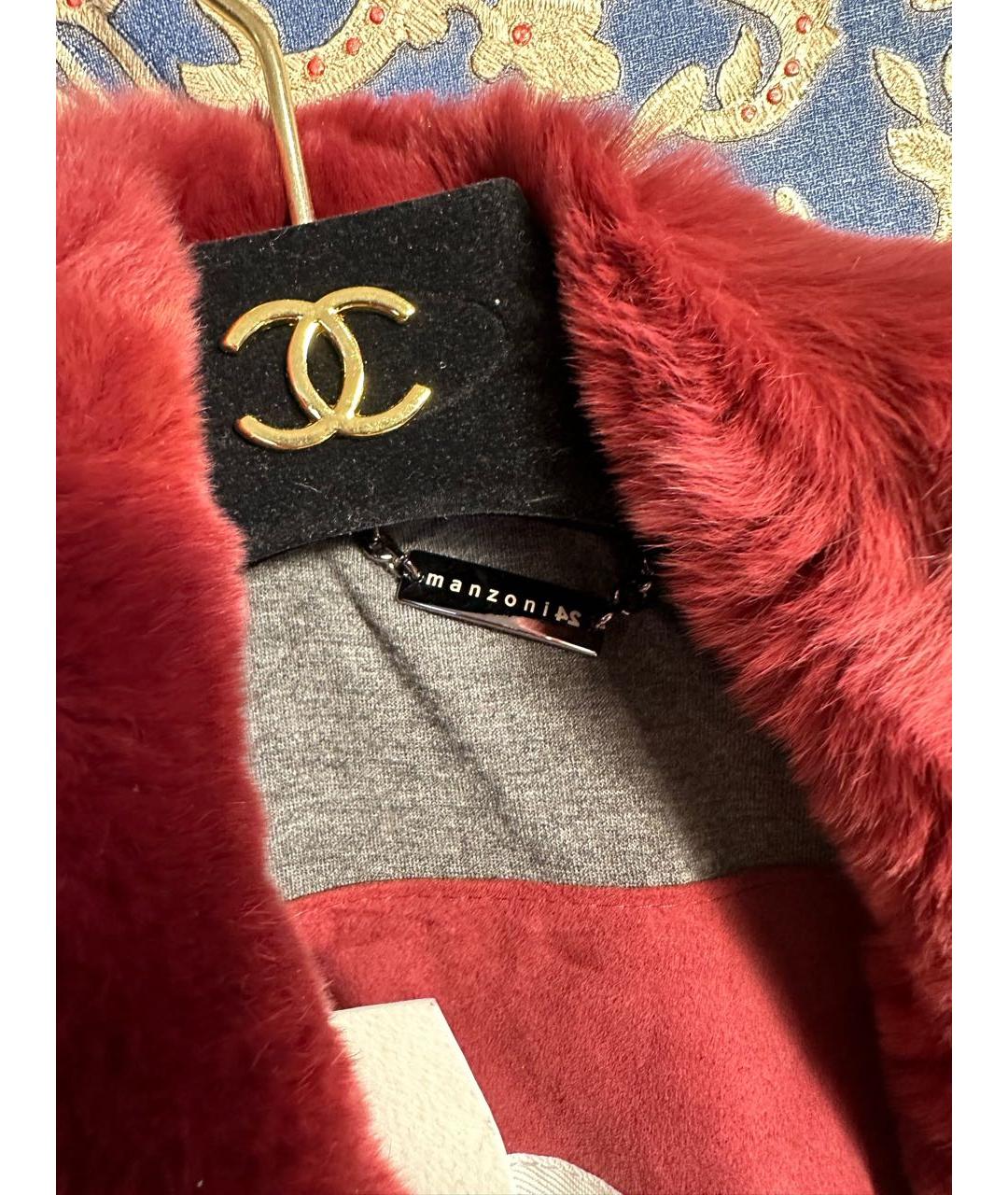 MANZONI 24 Бордовый меховой жилет, фото 4