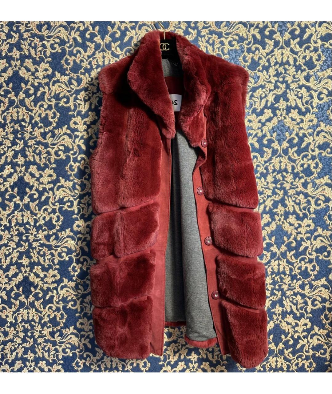MANZONI 24 Бордовый меховой жилет, фото 6