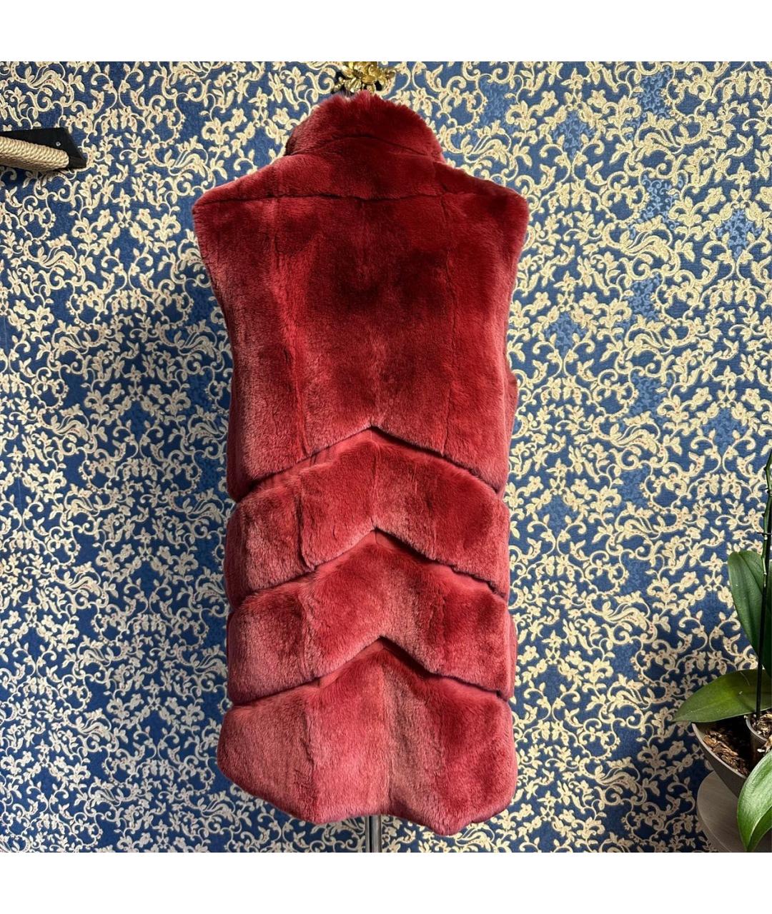 MANZONI 24 Бордовый меховой жилет, фото 2