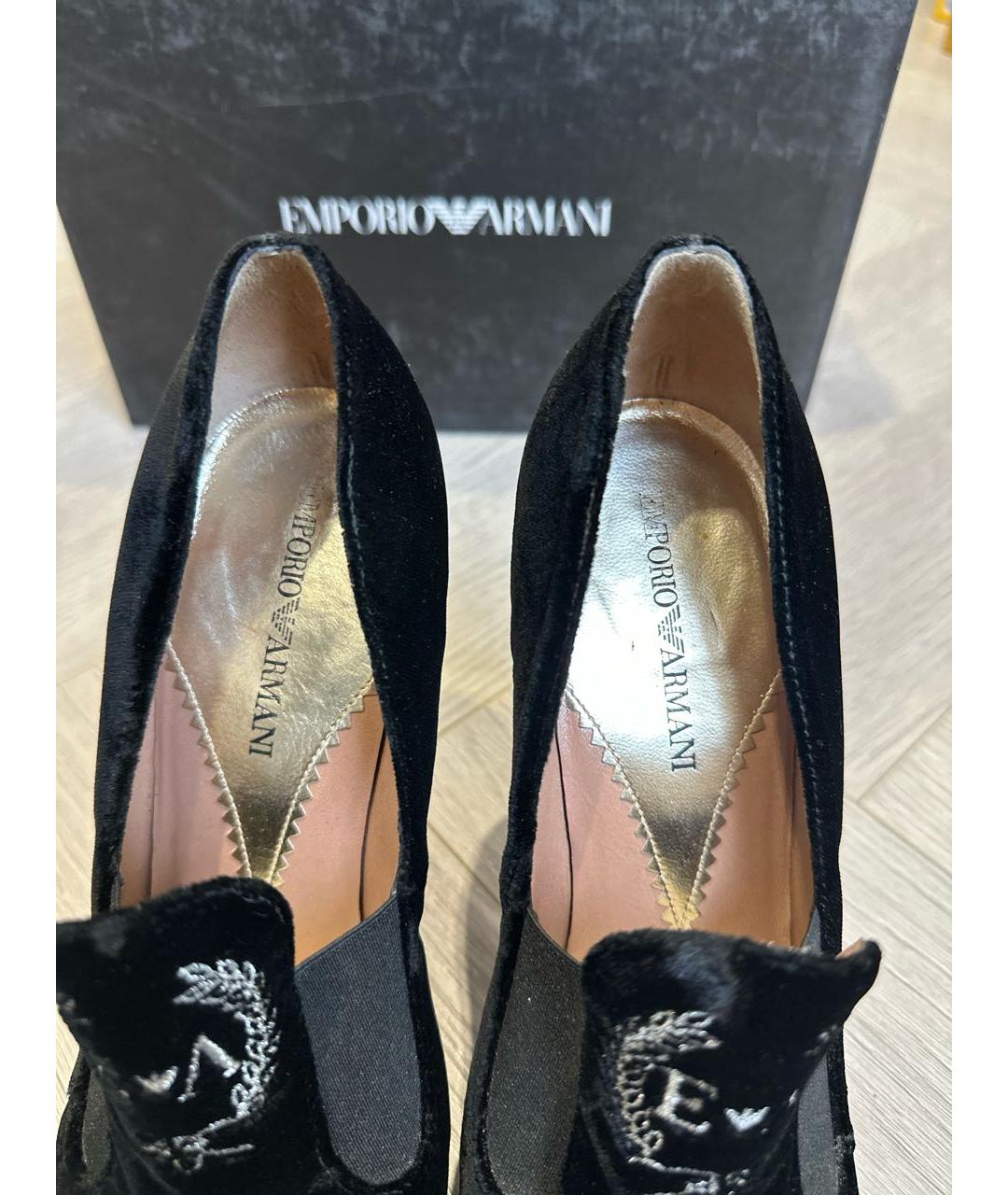 EMPORIO ARMANI Черные бархатные туфли, фото 3