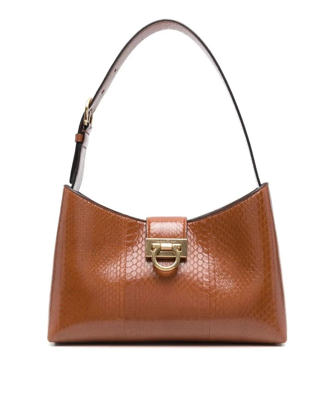 FERRAGAMO Коричневая кожаная сумка через плечо, фото 7