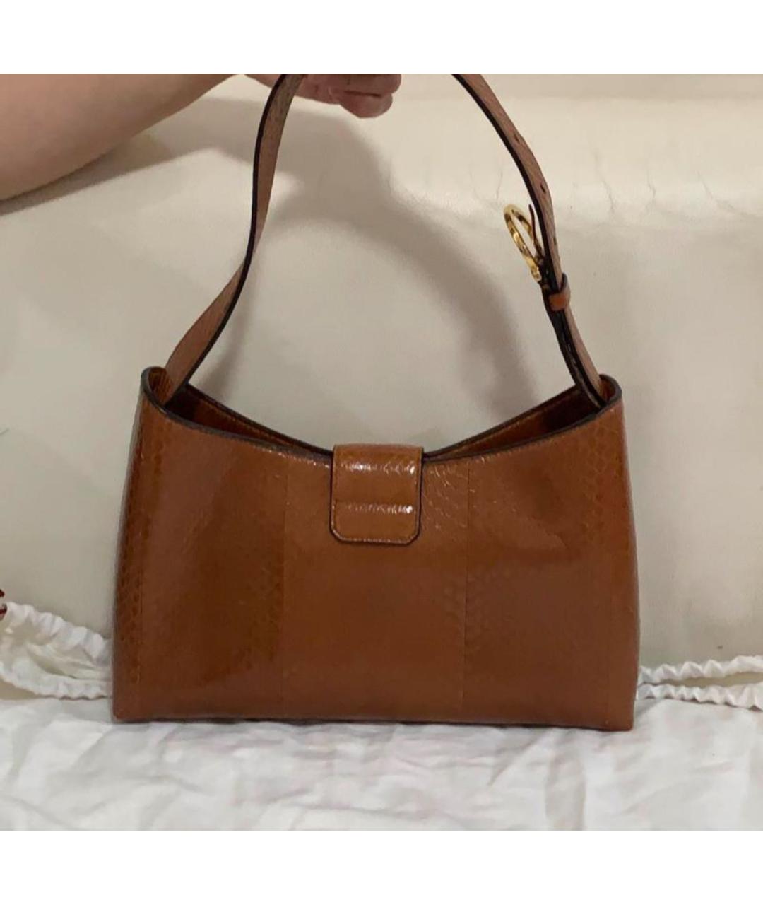 FERRAGAMO Коричневая кожаная сумка через плечо, фото 3