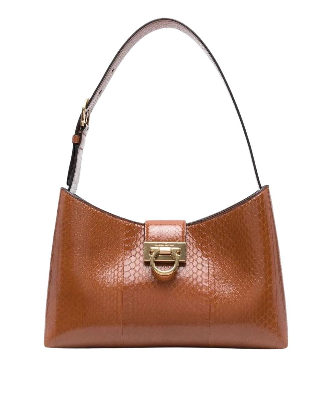 FERRAGAMO Коричневая кожаная сумка через плечо, фото 1