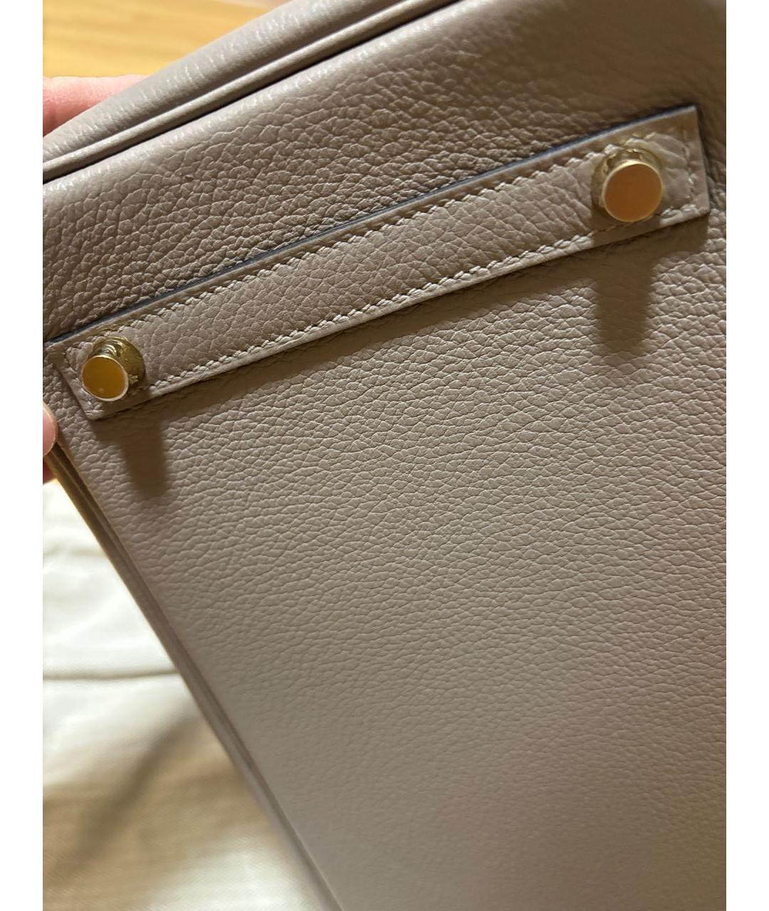 HERMES Антрацитовая кожаная сумка с короткими ручками, фото 7