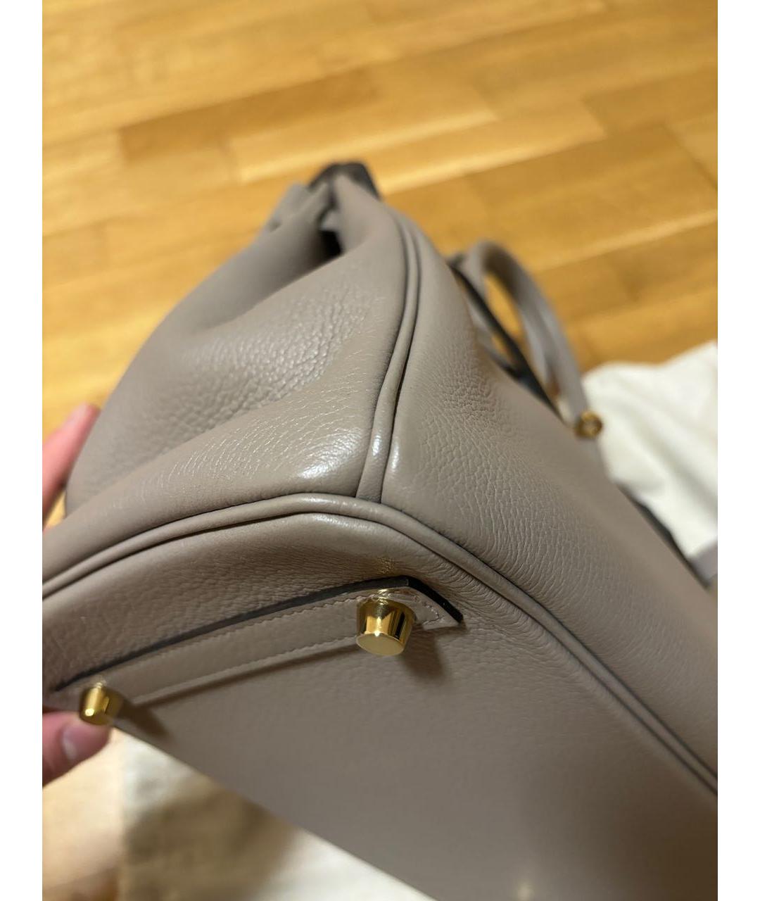 HERMES Антрацитовая кожаная сумка с короткими ручками, фото 8