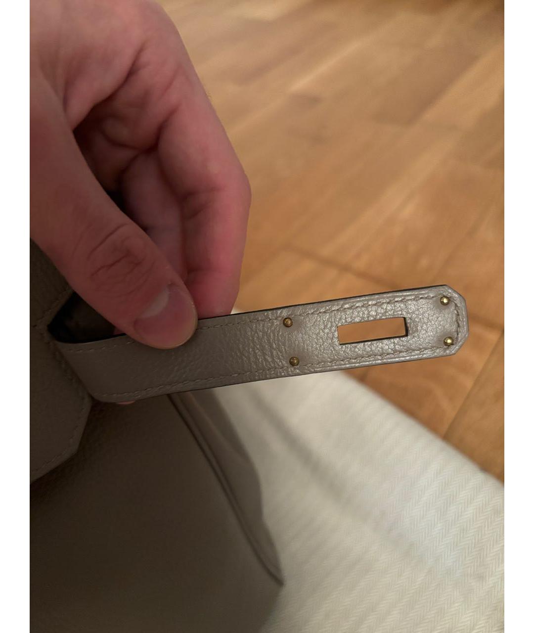 HERMES Антрацитовая кожаная сумка с короткими ручками, фото 5