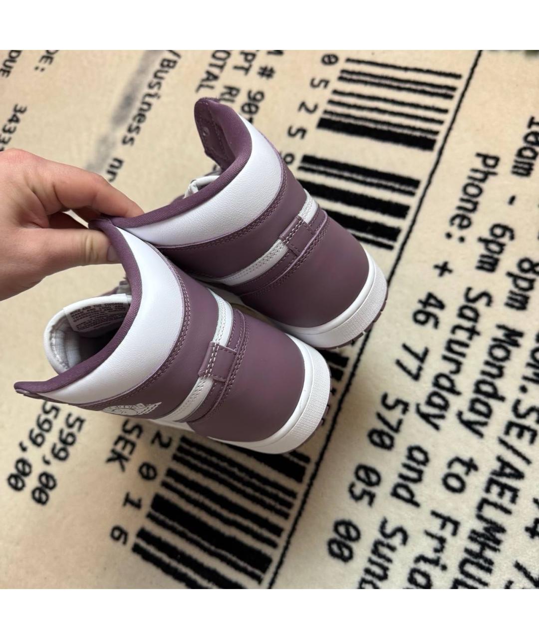 JORDAN Фиолетовые кожаные высокие кроссовки / кеды, фото 4