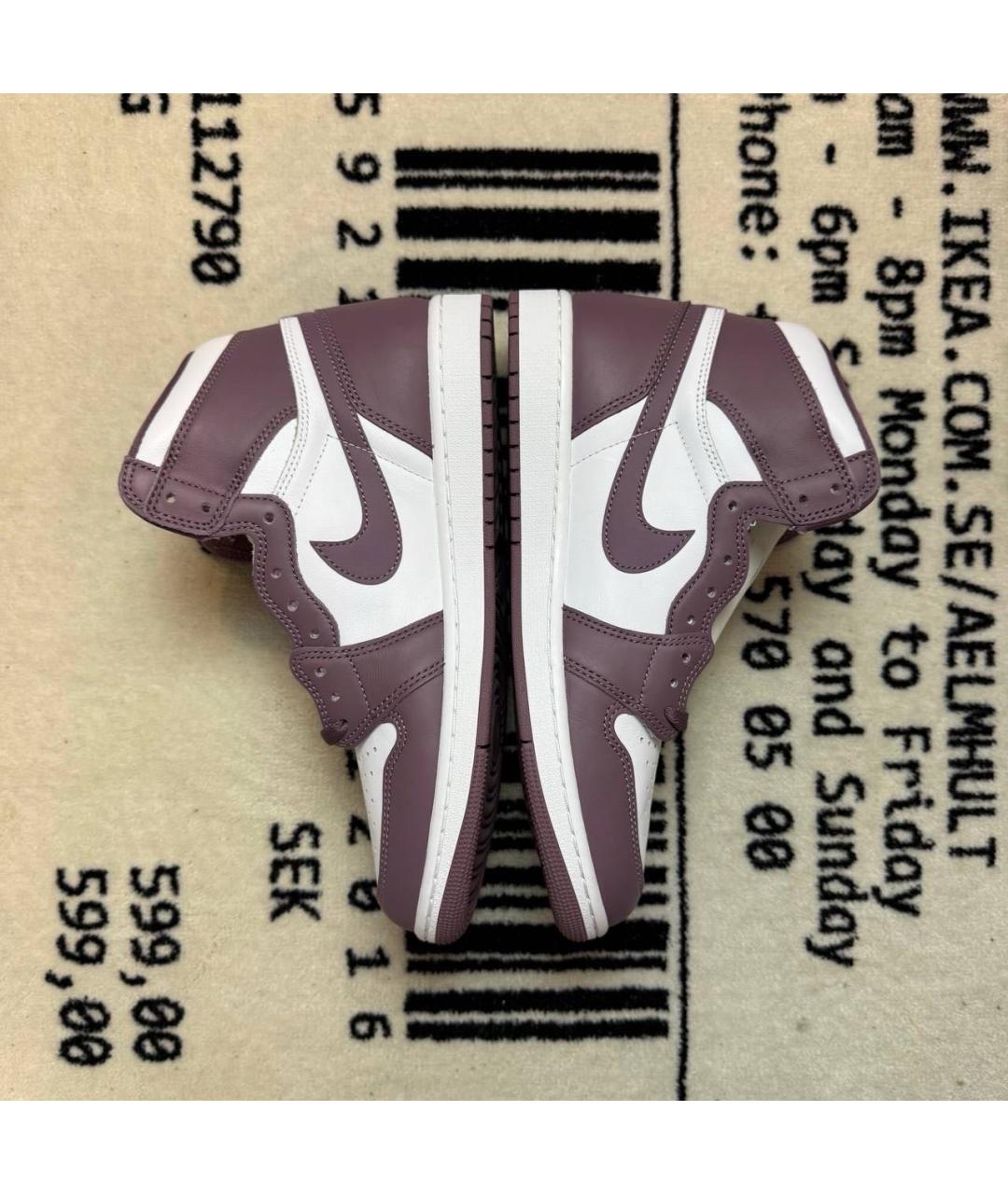 JORDAN Фиолетовые кожаные высокие кроссовки / кеды, фото 3