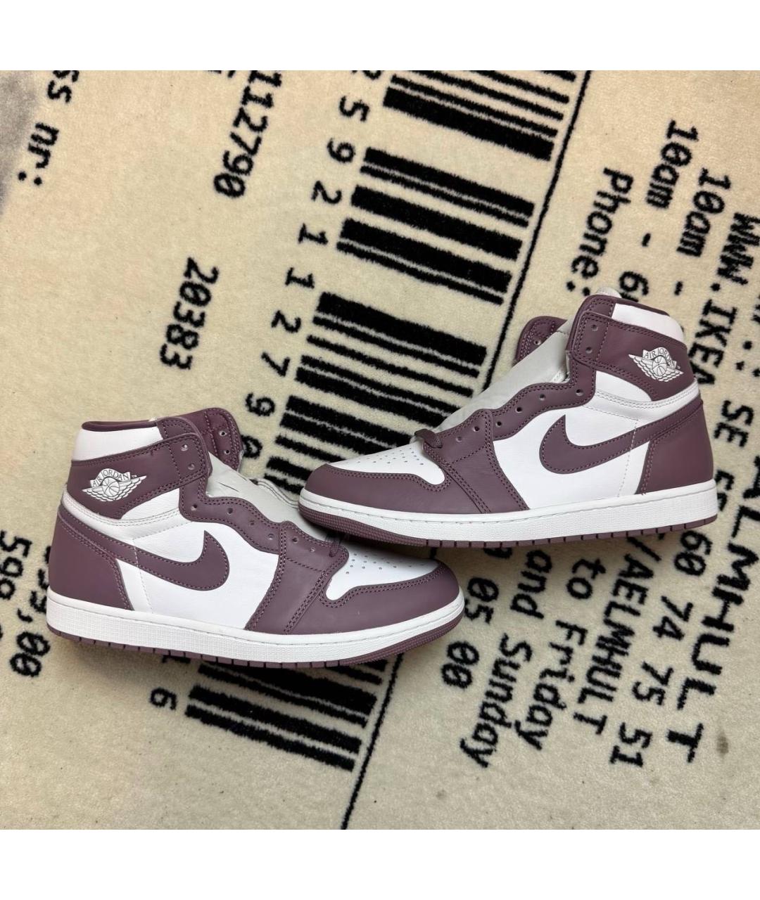 JORDAN Фиолетовые кожаные высокие кроссовки / кеды, фото 6