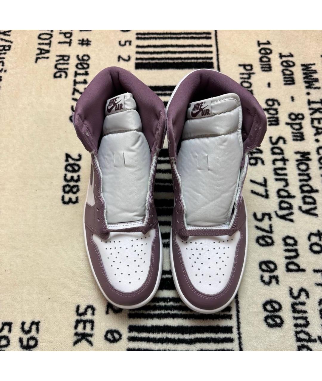 JORDAN Фиолетовые кожаные высокие кроссовки / кеды, фото 2