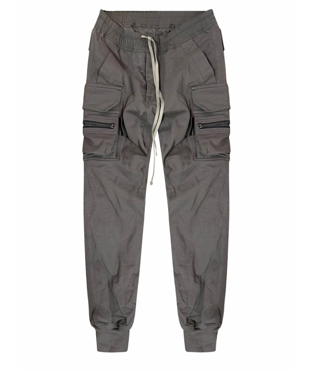 RICK OWENS Антрацитовые хлопковые повседневные брюки, фото 1