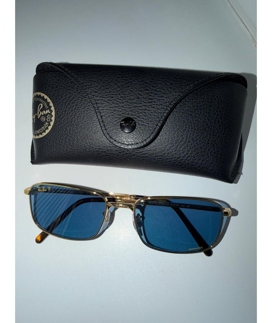 RAY BAN Голубые металлические солнцезащитные очки, фото 3