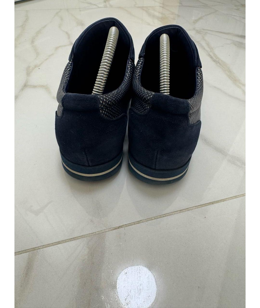 ZILLI Темно-синие замшевые низкие кроссовки / кеды, фото 4