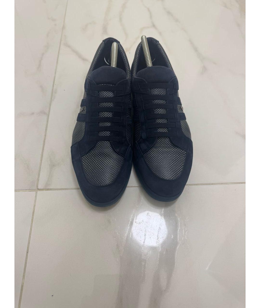 ZILLI Темно-синие замшевые низкие кроссовки / кеды, фото 2