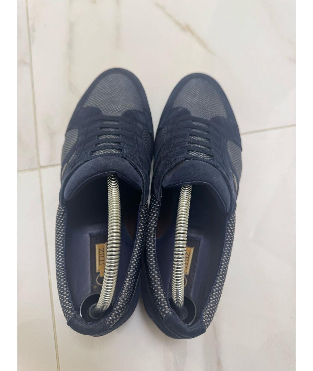 ZILLI Темно-синие замшевые низкие кроссовки / кеды, фото 3