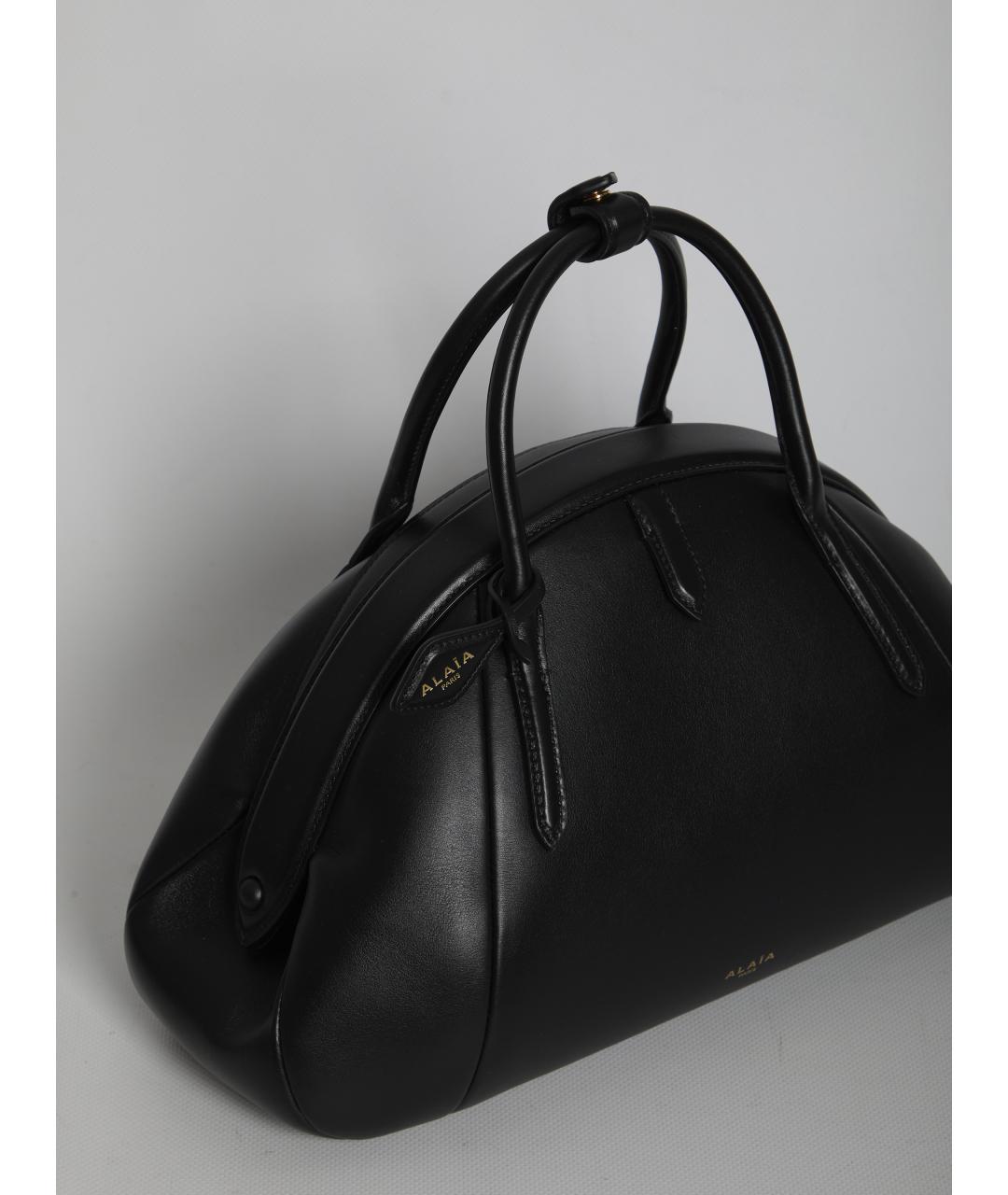 ALAIA Черная кожаная сумка с короткими ручками, фото 3