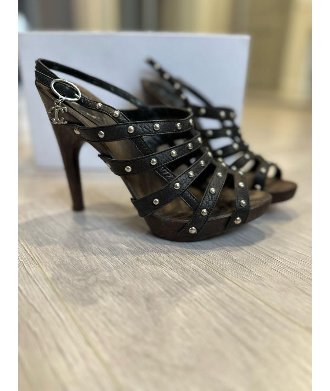 JUST CAVALLI Коричневые кожаные босоножки, фото 7