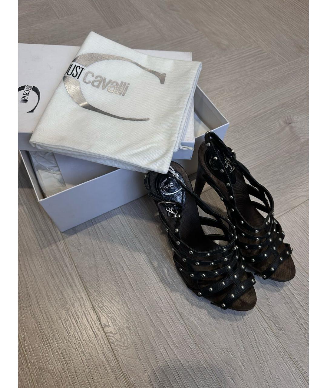 JUST CAVALLI Коричневые кожаные босоножки, фото 6