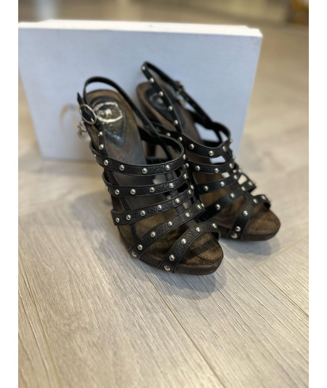 JUST CAVALLI Коричневые кожаные босоножки, фото 3