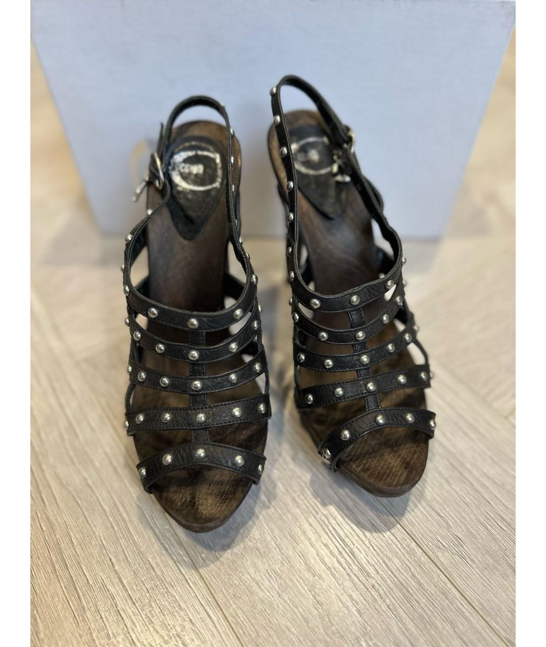 JUST CAVALLI Коричневые кожаные босоножки, фото 2