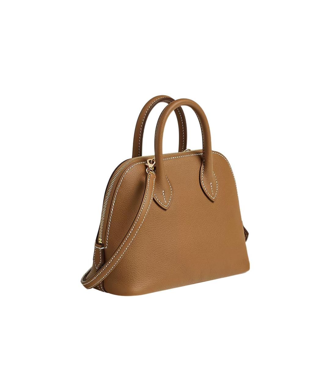 HERMES Коричневая кожаная сумка с короткими ручками, фото 2