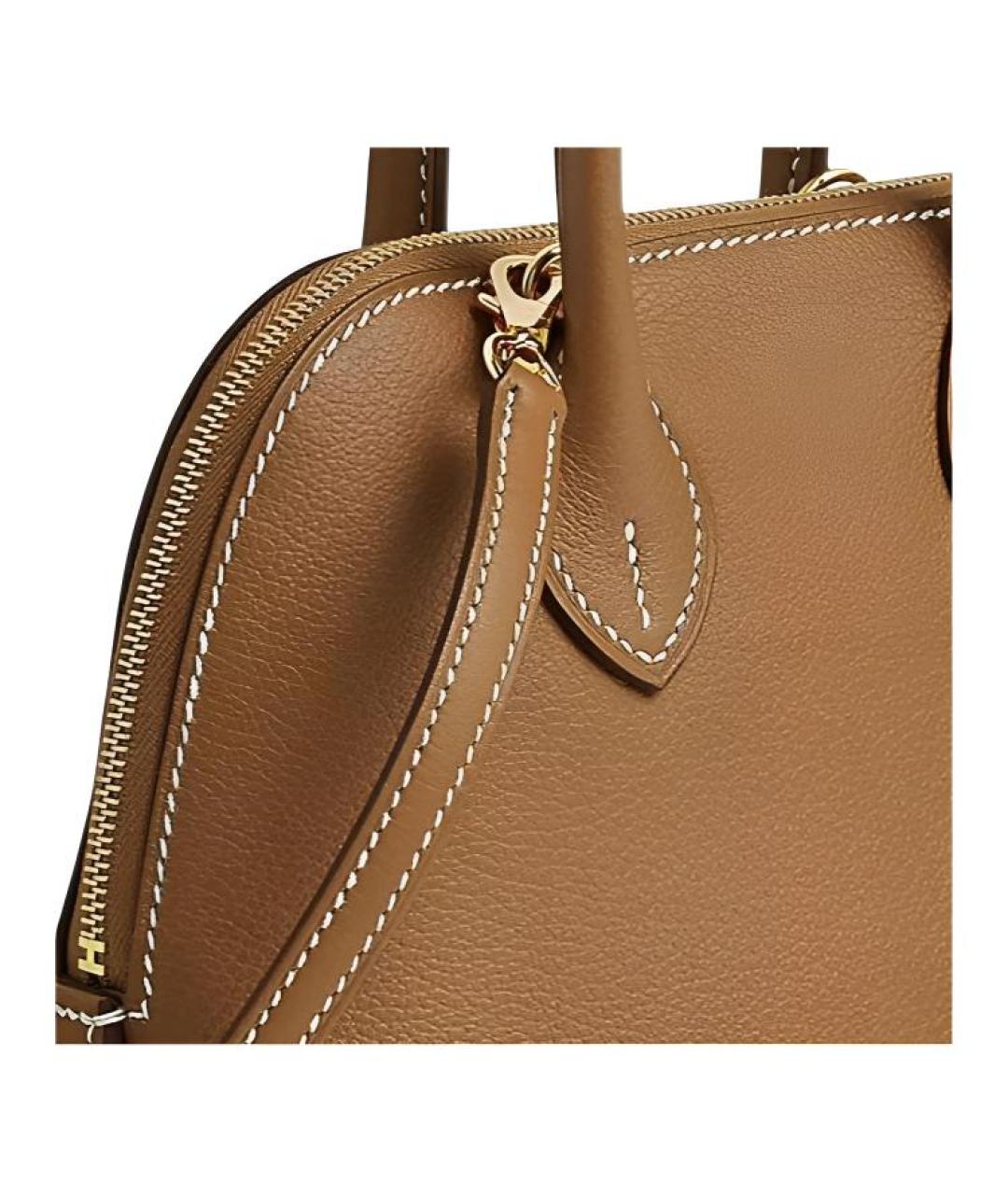 HERMES Коричневая кожаная сумка с короткими ручками, фото 5