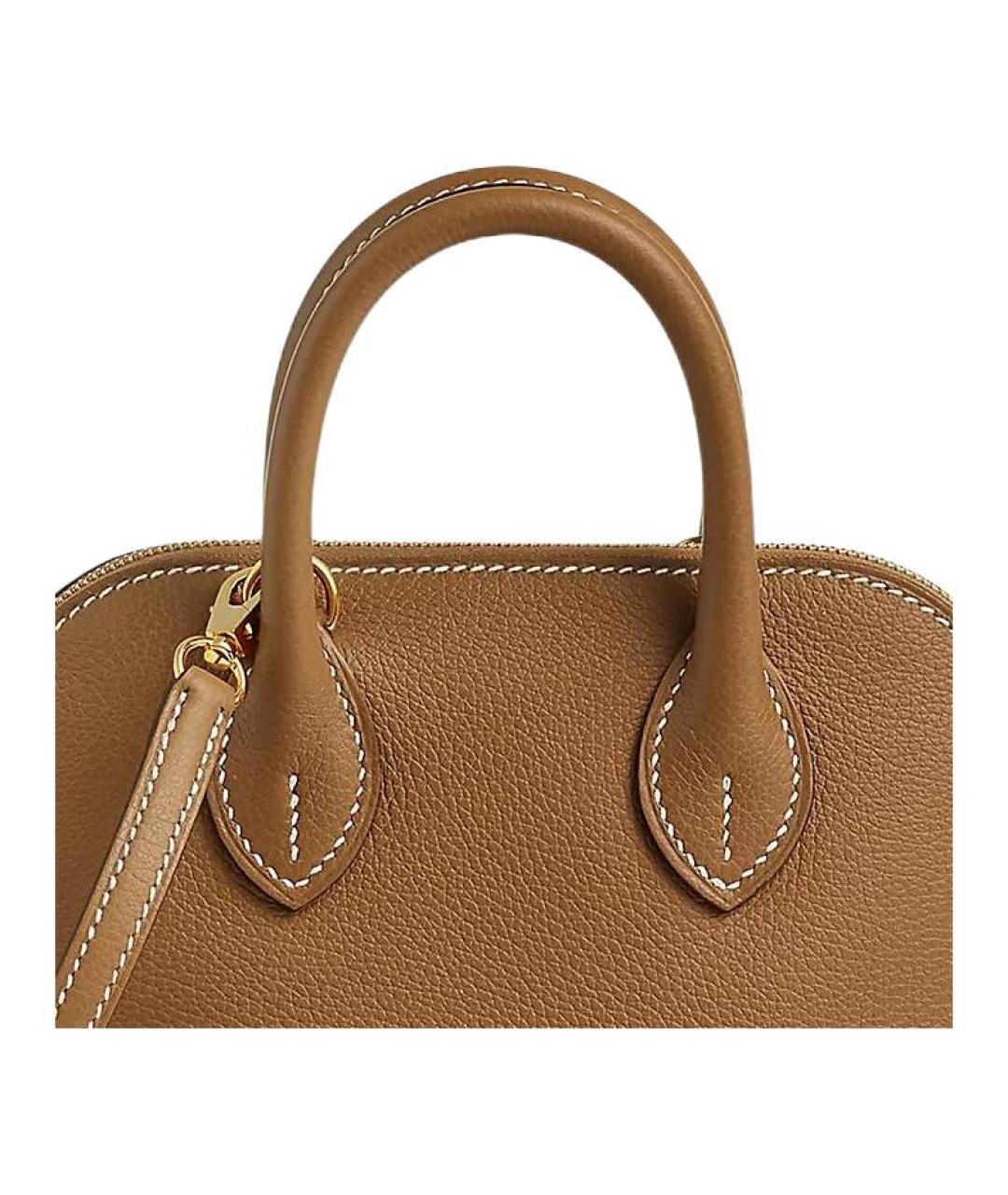 HERMES Коричневая кожаная сумка с короткими ручками, фото 4