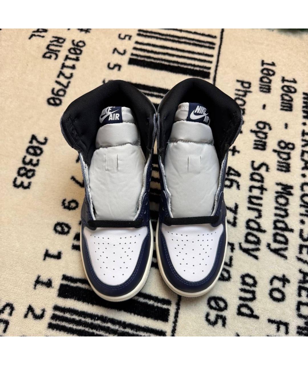 JORDAN Темно-синие кожаные кроссовки, фото 2