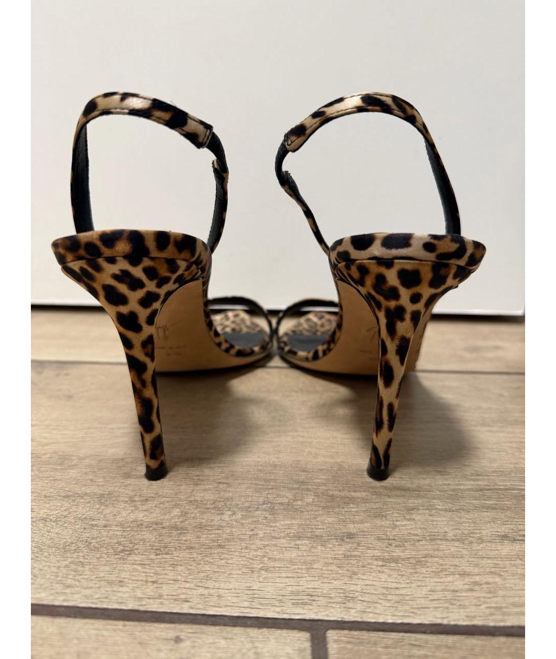 GIUSEPPE ZANOTTI DESIGN Коричневые текстильные босоножки, фото 4