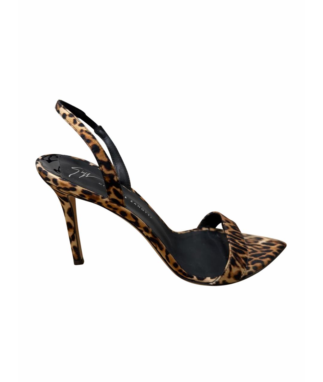 GIUSEPPE ZANOTTI DESIGN Коричневые текстильные босоножки, фото 1