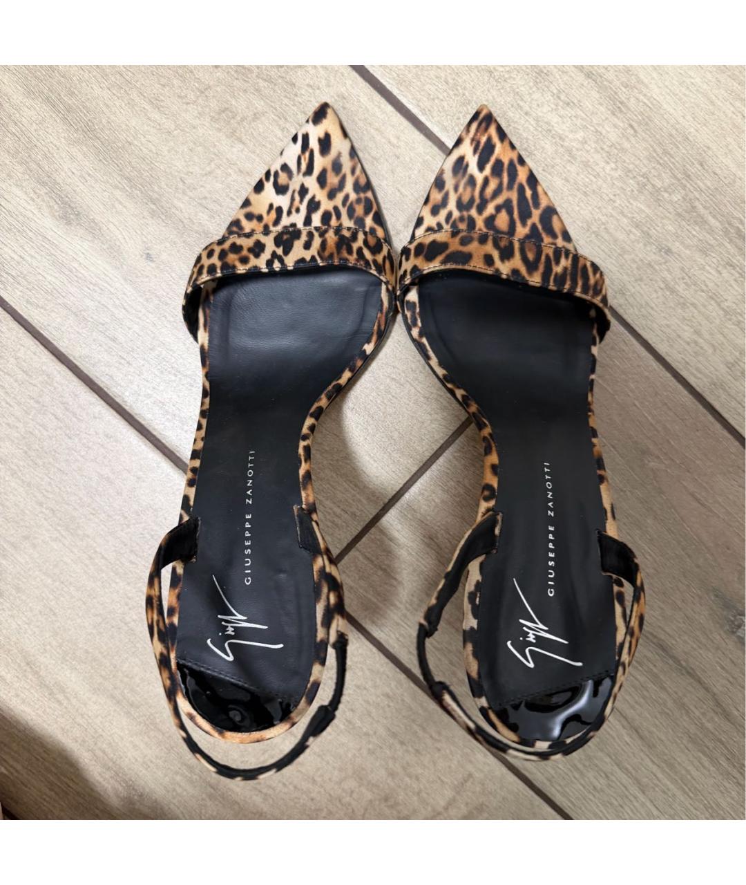 GIUSEPPE ZANOTTI DESIGN Коричневые текстильные босоножки, фото 3