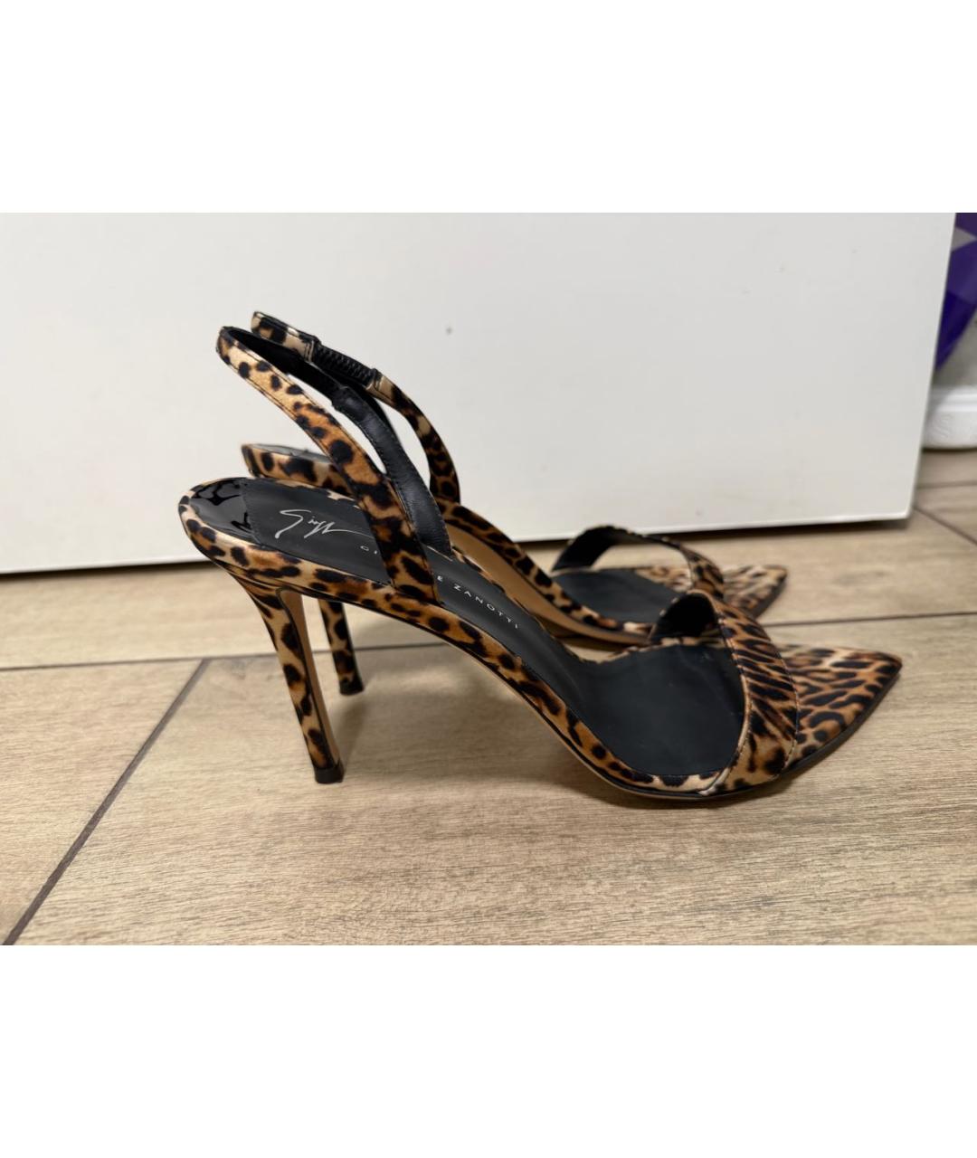 GIUSEPPE ZANOTTI DESIGN Коричневые текстильные босоножки, фото 5